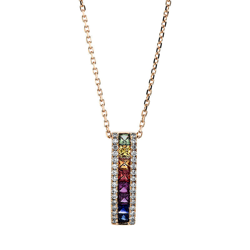 Collier mit Saphir  aus 750/-18 Karat Rotgold mit 32 Diamanten 0
