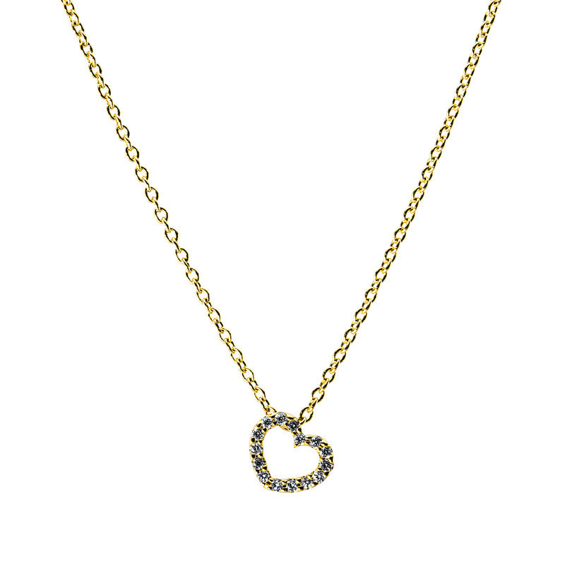 Collier - Herz aus Gold mit Diamanten, Herz-Symbol - 4G386