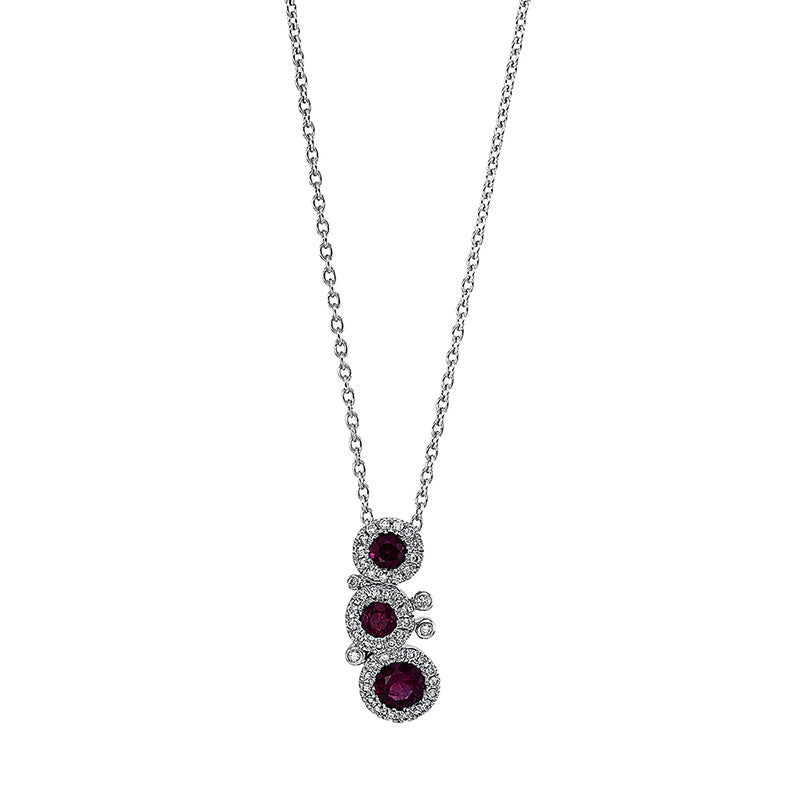 Collier mit Rubin  aus 750/-18 Karat Weißgold mit 46 Diamanten 0