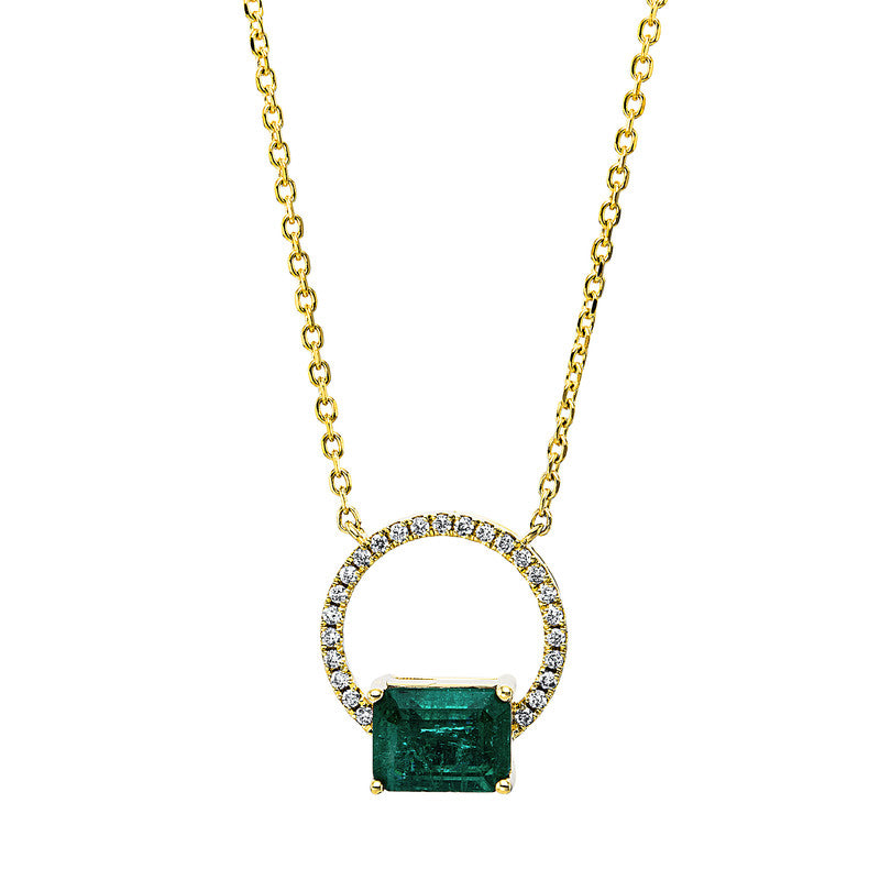 Collier mit Smaragd  aus 750/-18 Karat Gelbgold mit 25 Diamanten 0