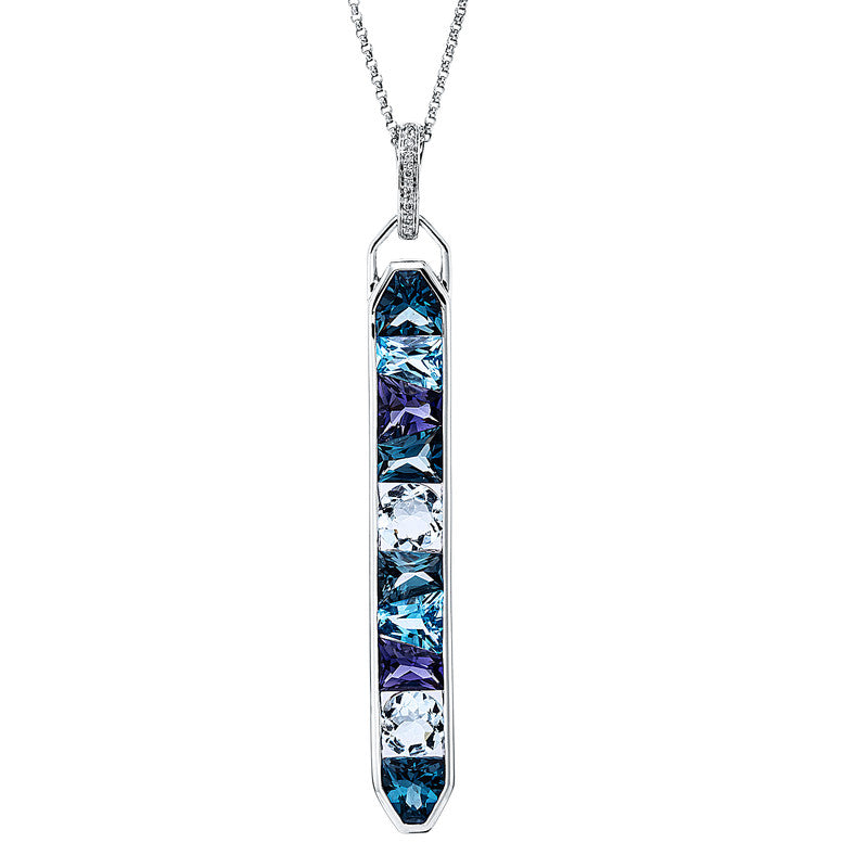 Collier mit Topas  aus 750/-18 Karat Weißgold mit 8 Diamanten 0