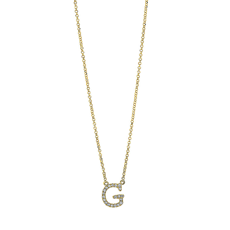 Collier - Buchstabe aus Gold mit Diamanten, G-Symbol, mit ZÖ 38.1 cm + 40.6 cm - 4H312