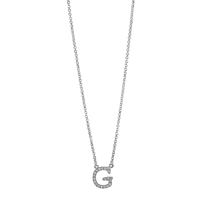 Collier - Buchstabe aus Gold mit Diamanten, G-Symbol, mit ZÖ 38.1 cm + 40.6 cm - 4H312