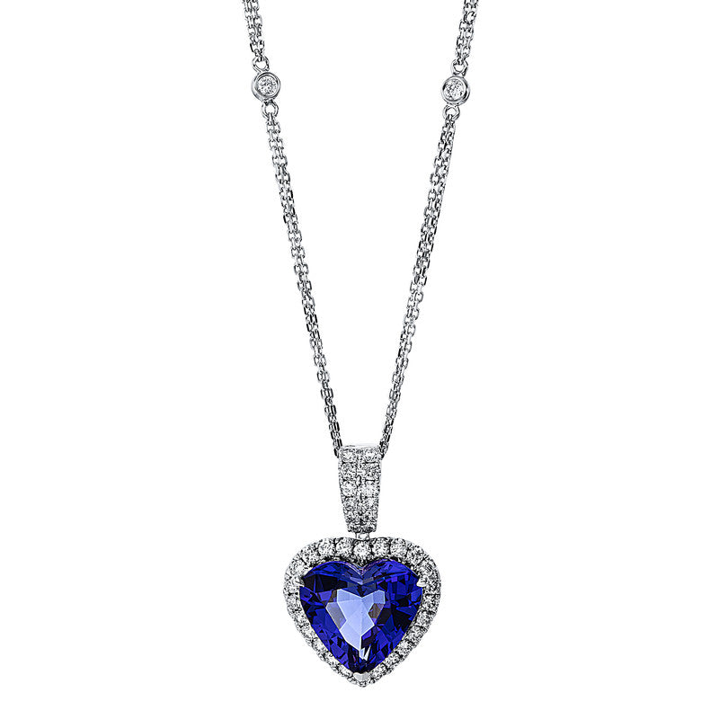 Collier mit Tansanit  aus 750/-18 Karat Weißgold mit 40 Diamanten 0