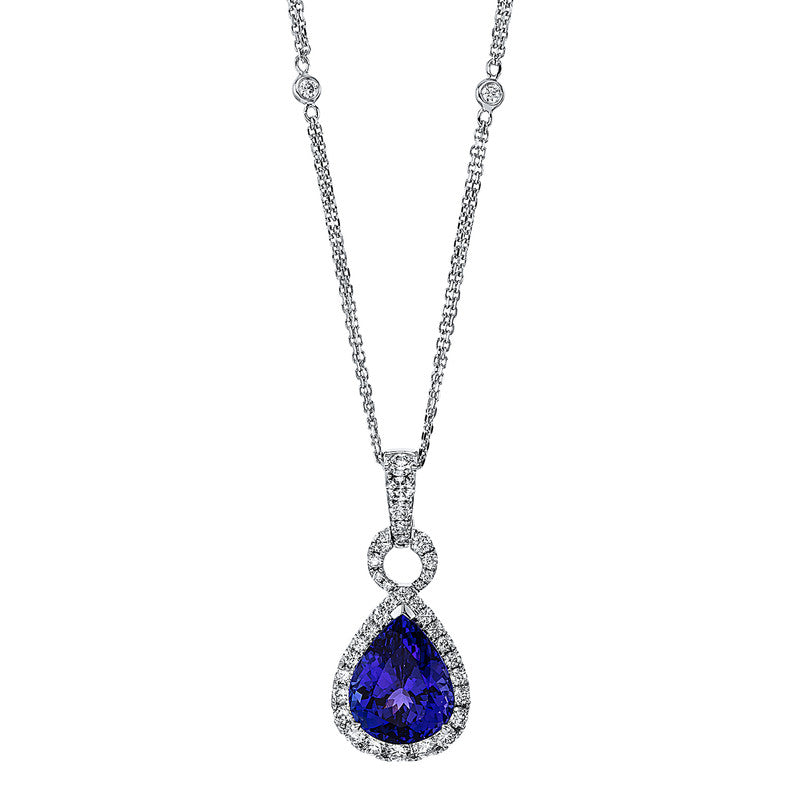 Collier mit Tansanit  aus 750/-18 Karat Weißgold mit 39 Diamanten 1