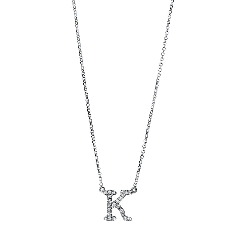 Collier - Buchstabe aus Gold mit Diamanten, K-Symbol, mit ZÖ 38 cm & 40.6 cm - 4H491