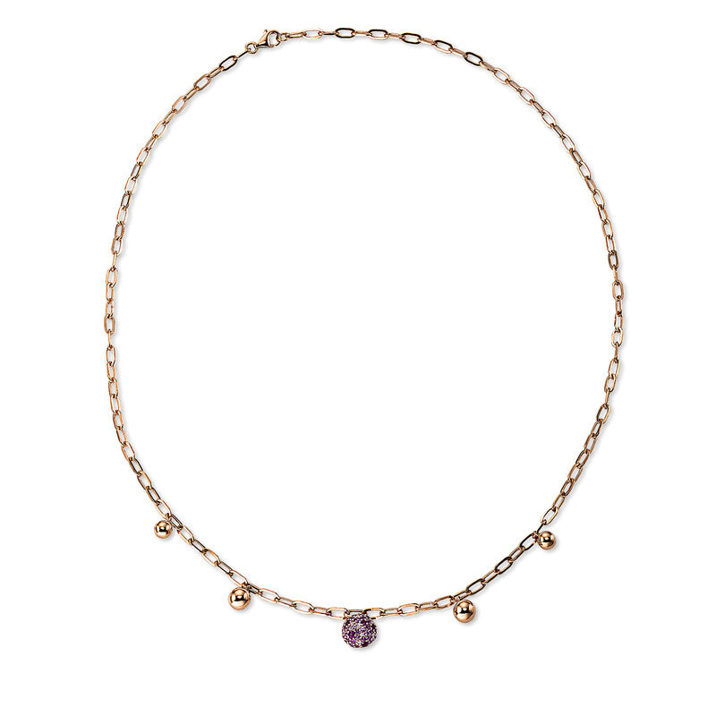 Collier mit Saphir  aus 750/-18 Karat Rotgold mit 10 Diamanten 0
