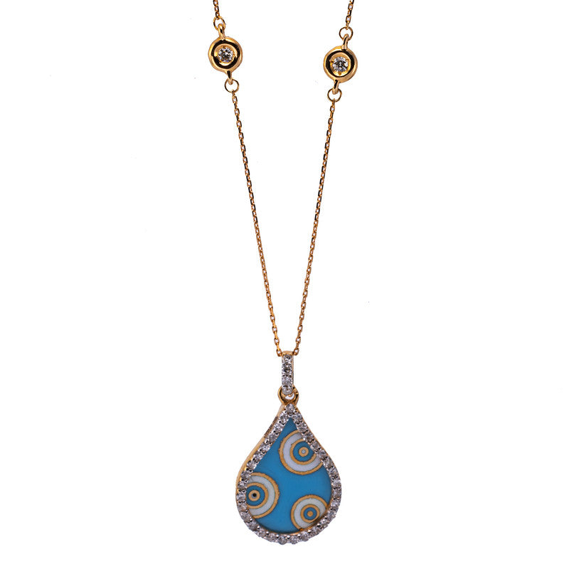 Collier mit Emaille  aus 750/-18 Karat Rotgold mit 37 Diamanten 0