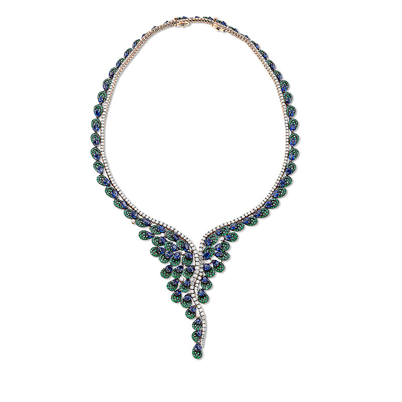 Collier mit Saphir  aus 750/-18 Karat Rotgold mit 244 Diamanten 6