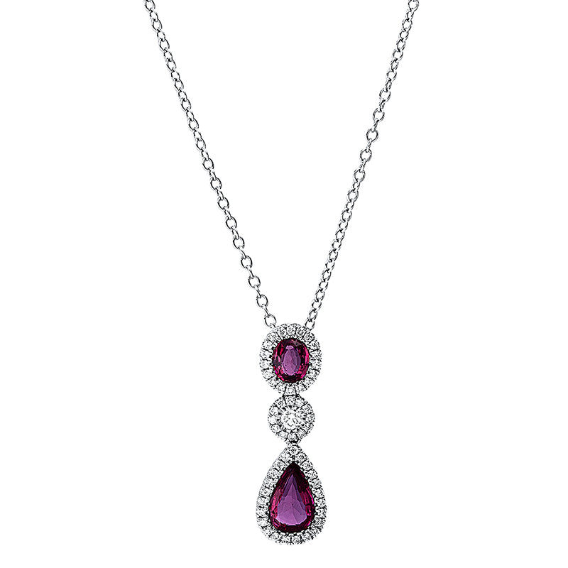 Collier mit Rubin  aus 750/-18 Karat Weißgold mit 54 Diamanten 0