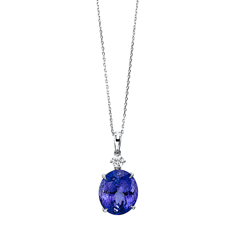 Collier mit Tansanit  aus 585/-14 Karat Weißgold mit 1 Diamant 0