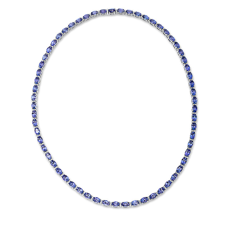 Collier mit Tansanit  aus 750/-18 Karat Weißgold mit 126 Diamanten 1