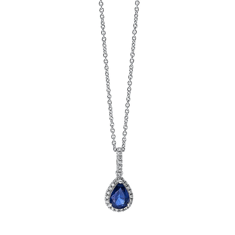 Collier mit Saphir  aus 750/-18 Karat Weißgold mit 25 Diamanten 0