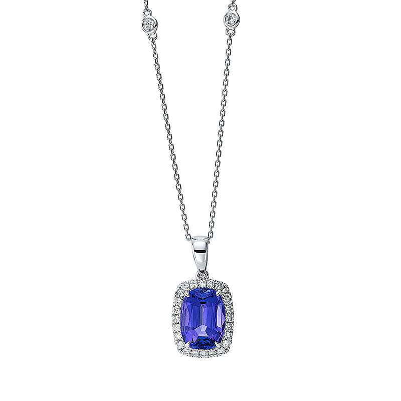 Collier mit Tansanit  aus 750/-18 Karat Weißgold mit 26 Diamanten 0