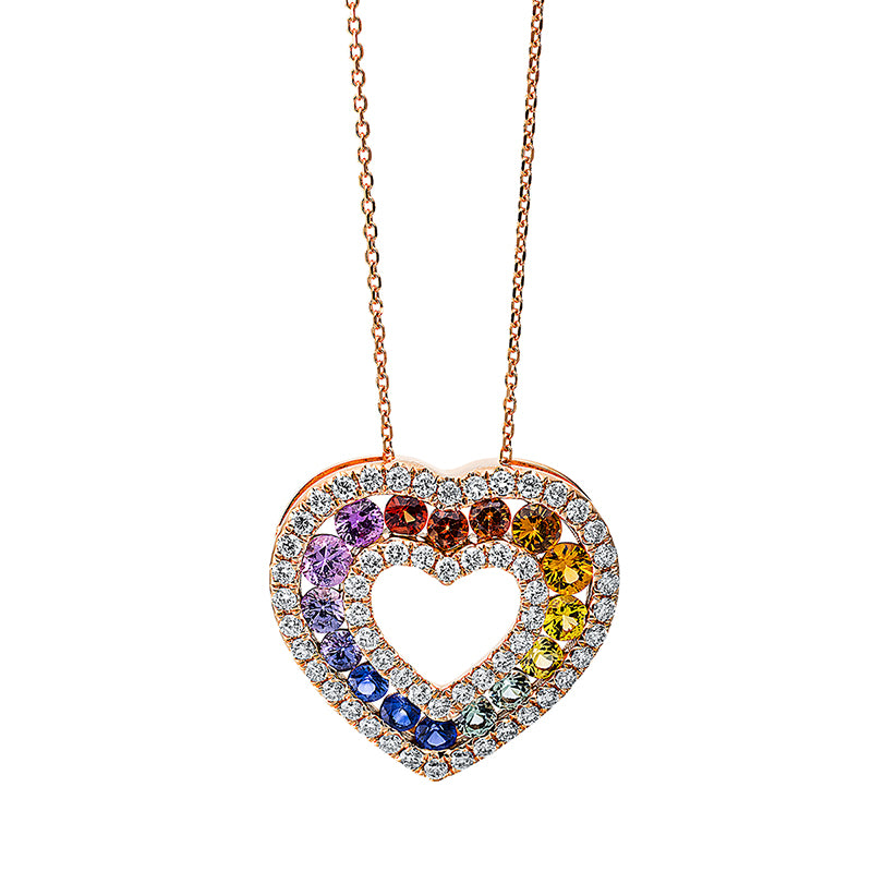 Collier mit Saphir  aus 750/-18 Karat Rotgold mit 56 Diamanten 0