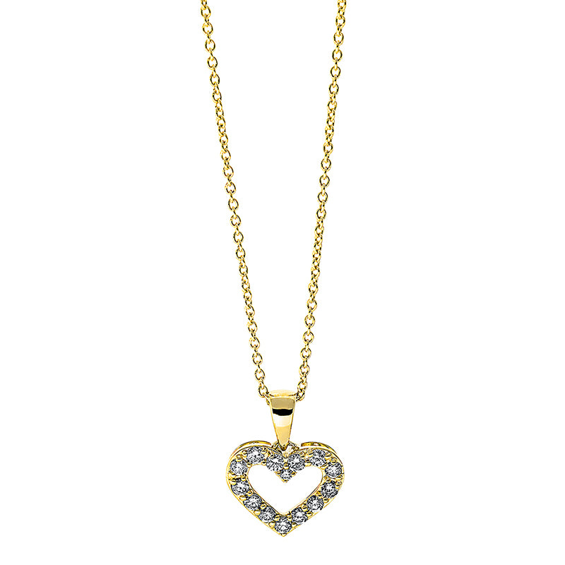 Collier - Herz aus Gold mit Diamanten, Herz-Symbol - 4I775