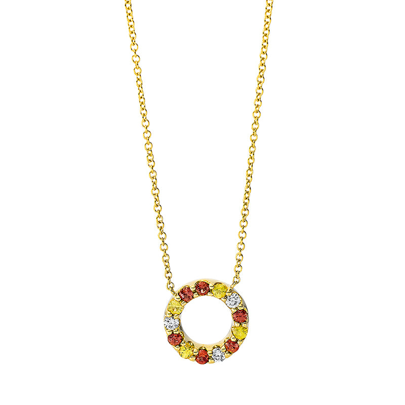 Collier mit Saphir  aus 750/-18 Karat Gelbgold mit 3 Diamanten 0