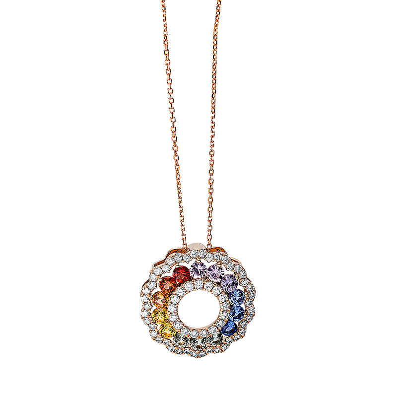 Collier mit Saphir  aus 750/-18 Karat Rotgold mit 59 Diamanten 0