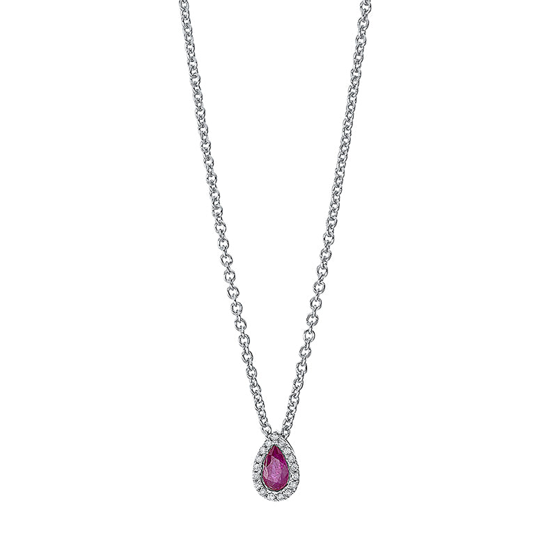 Collier aus Gold mit Diamanten mit Rubin, mit ZÖ 40 cm - 4I947