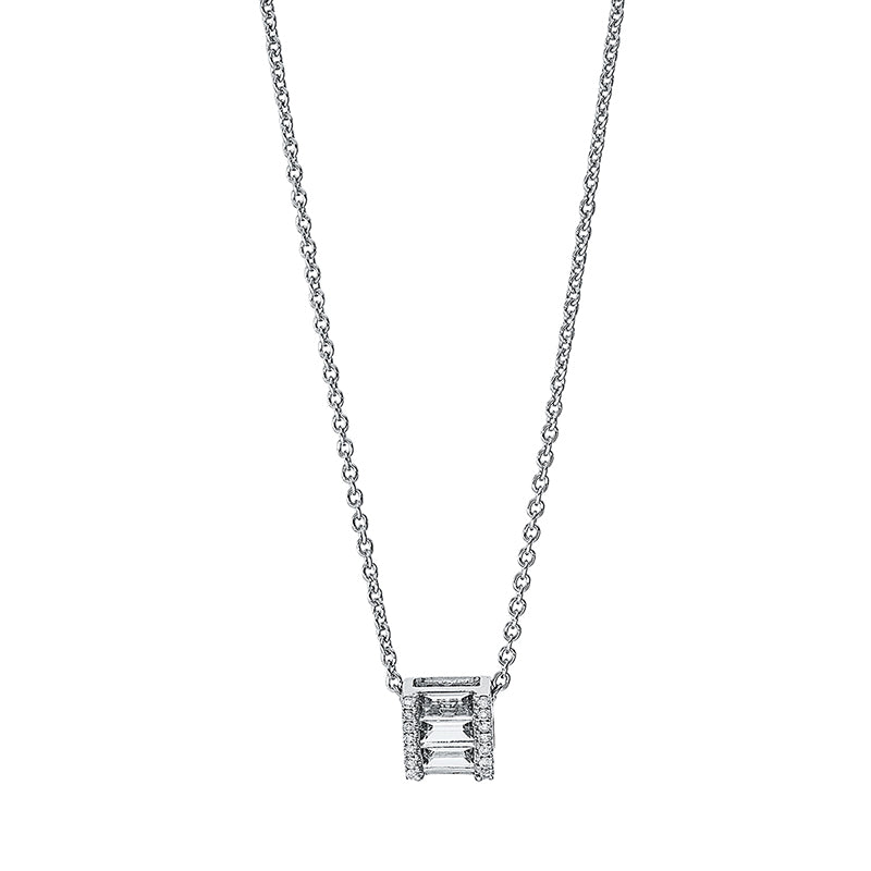Collier mit Topas  aus 750/-18 Karat Weißgold mit 14 Diamanten 0