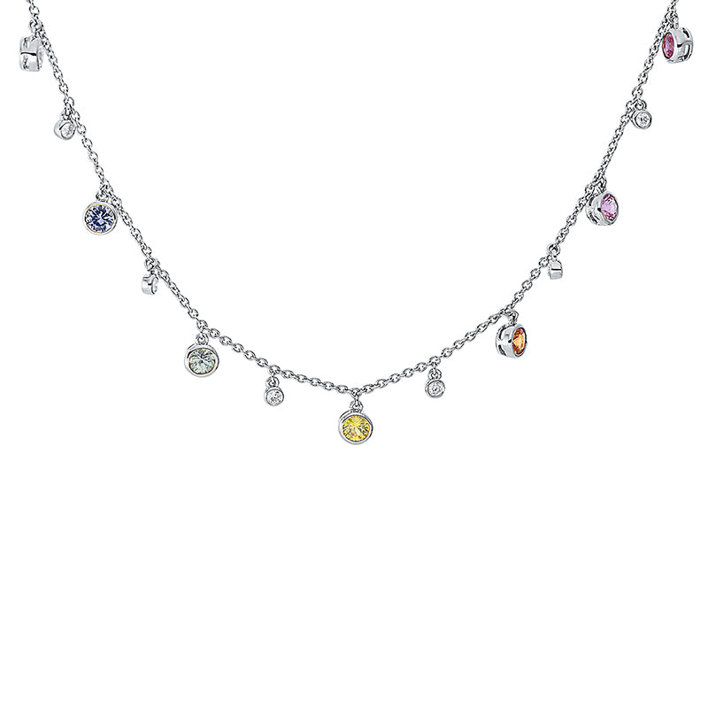 Collier mit Saphir  aus 750/-18 Karat Weißgold mit 6 Diamanten 0
