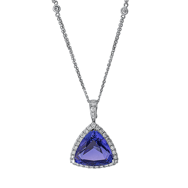 Collier mit Tansanit  aus 750/-18 Karat Weißgold mit 33 Diamanten 0