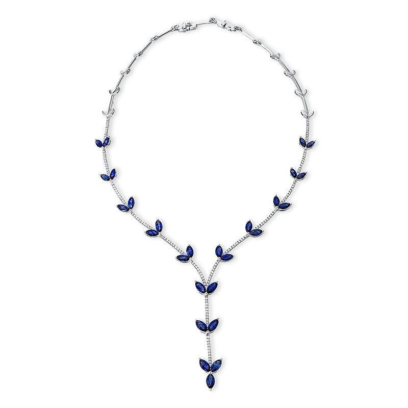 Collier mit Saphir  aus 750/-18 Karat Weißgold mit 153 Diamanten 2