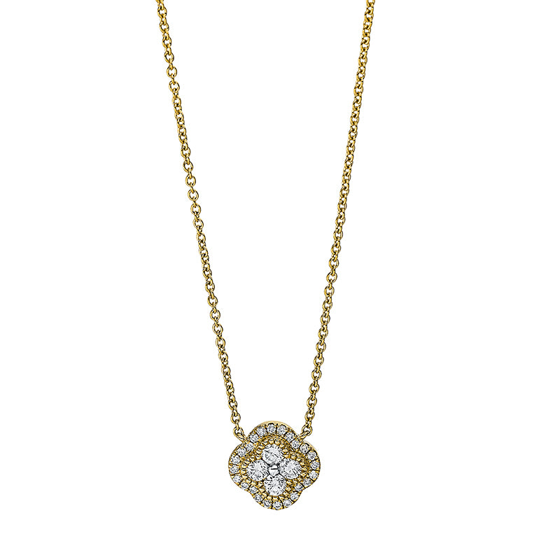 Collier - Moderner Schmuck aus Gold mit Diamanten, Blume-Symbol, mit ZÖ 40 cm - 4J107