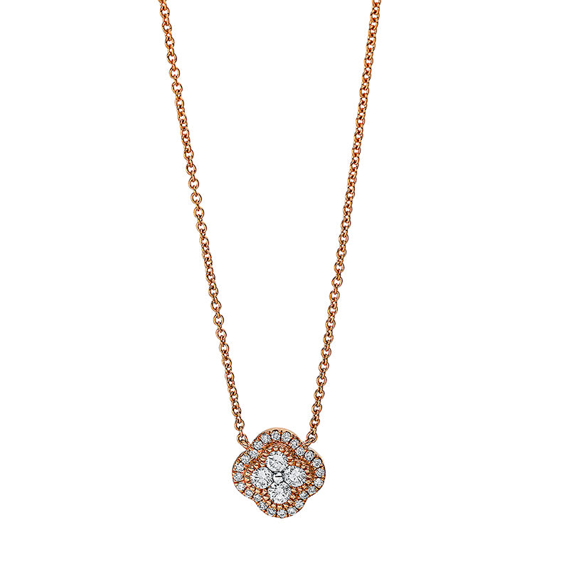 Collier - Moderner Schmuck aus Gold mit Diamanten, Blume-Symbol, mit ZÖ 40 cm - 4J107