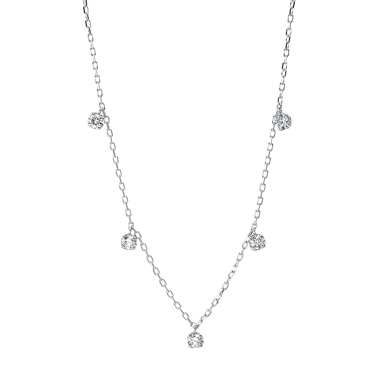 Collier    aus 750/-18 Karat Weißgold mit 5 Diamanten 0