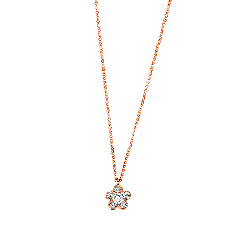 Collier    aus 750/-18 Karat Rotgold mit 6 Diamanten 0