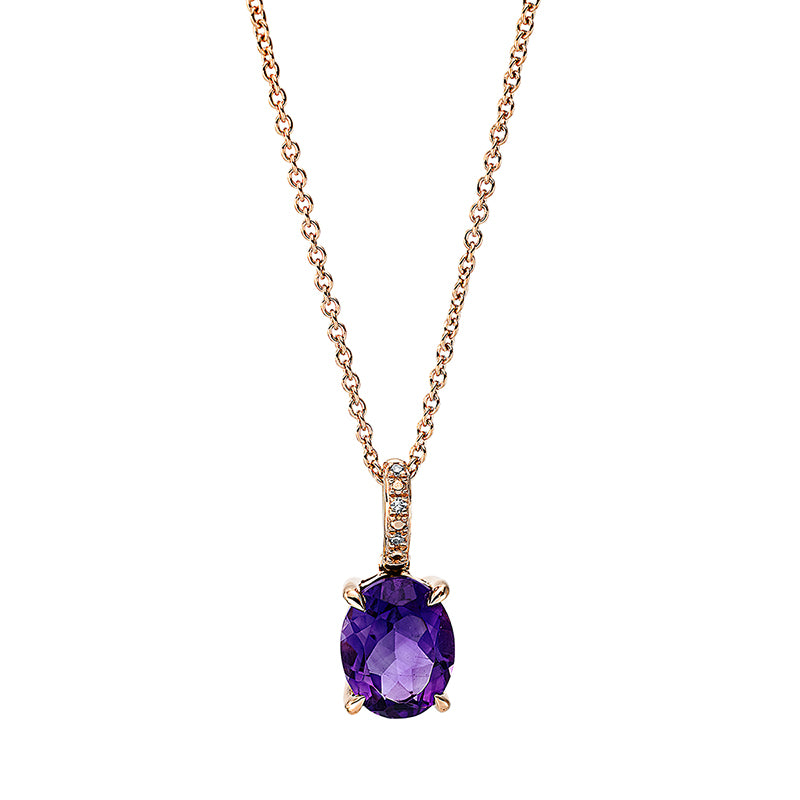 Collier mit Amethyst  aus 750/-18 Karat Rotgold mit 3 Diamanten 0