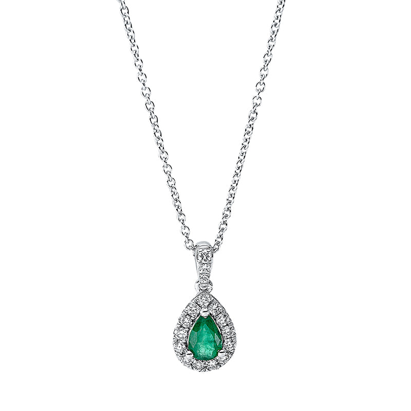 Collier aus Gold mit Diamanten mit Smaragd, -Symbol, mit ZÖ 40 cm + 42.5 cm - 4J399