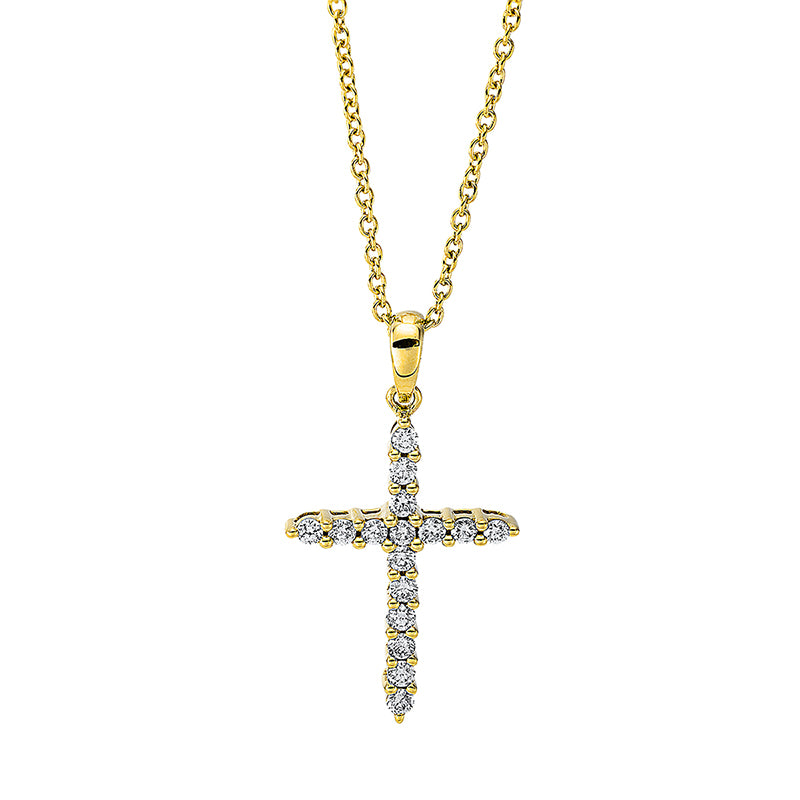 Collier - Kreuz aus Gold mit Diamanten, Kreuz-Symbol, mit ZÖ 40 cm + 42.5 cm - 4J402