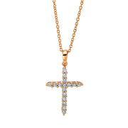 Collier - Kreuz aus Gold mit Diamanten, Kreuz-Symbol, mit ZÖ 40 cm + 42.5 cm - 4J402
