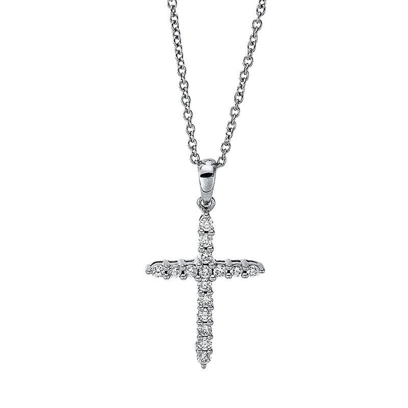 Collier - Kreuz aus Gold mit Diamanten, Kreuz-Symbol, mit ZÖ 40 cm + 42.5 cm - 4J402