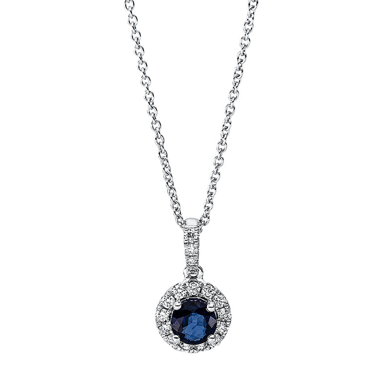 Collier mit Saphir  aus 750/-18 Karat Weißgold mit 17 Diamanten 0