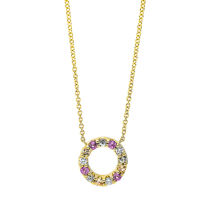 Collier mit Saphir  aus 750/-18 Karat Gelbgold mit 3 Diamanten 0