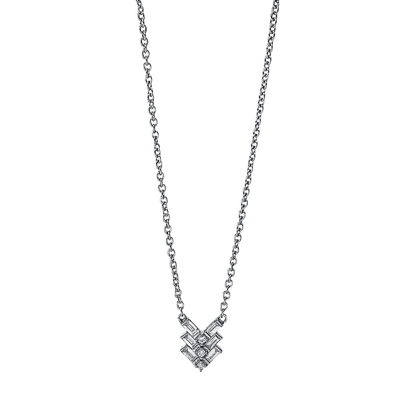 Collier    aus 750/-18 Karat Weißgold mit 9 Diamanten 0