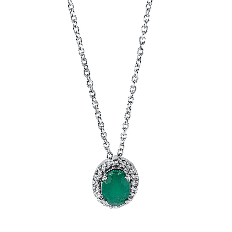 Collier mit Smaragd  aus 750/-18 Karat Weißgold mit 20 Diamanten 0