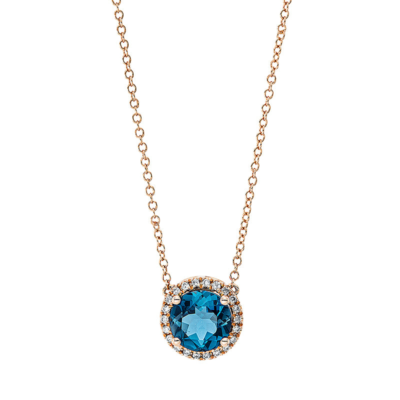 Collier mit Topas  aus 750/-18 Karat Rotgold mit 22 Diamanten 0