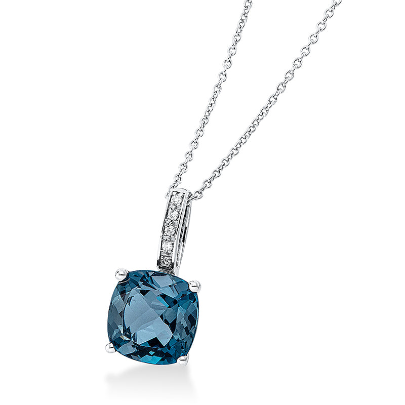 Collier mit Topas  aus 750/-18 Karat Weißgold mit 5 Diamanten 0