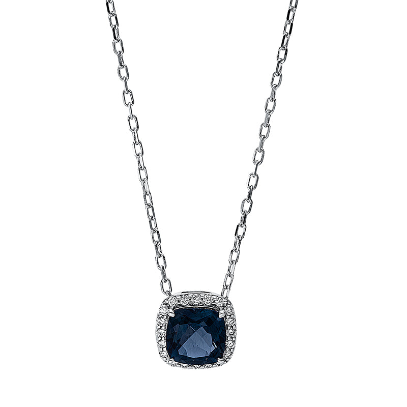 Collier mit Topas  aus 750/-18 Karat Weißgold mit 20 Diamanten 0