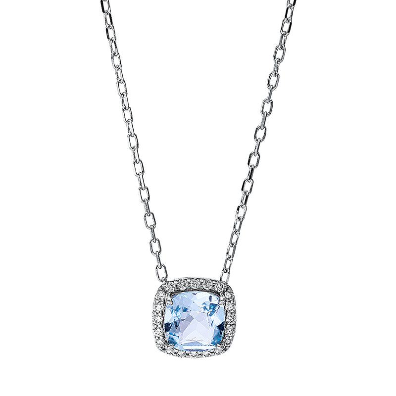 Collier mit Topas  aus 750/-18 Karat Weißgold mit 20 Diamanten 0