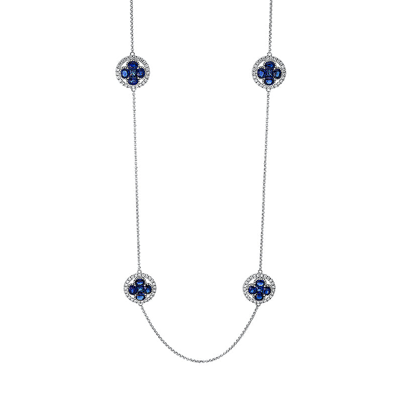 Collier mit Saphir  aus 750/-18 Karat Weißgold mit 168 Diamanten 1