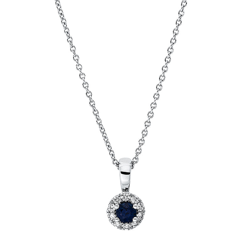 Collier mit Saphir  aus 750/-18 Karat Weißgold mit 10 Diamanten 0