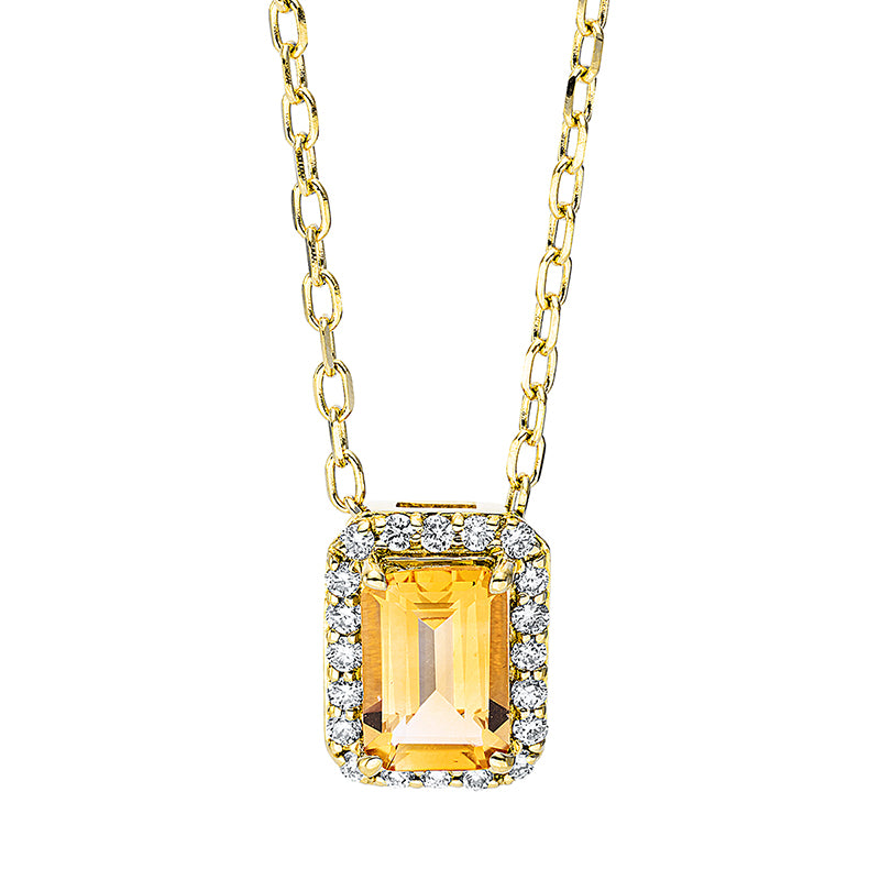 Collier mit Citrin  aus 750/-18 Karat Gelbgold mit 20 Diamanten 0