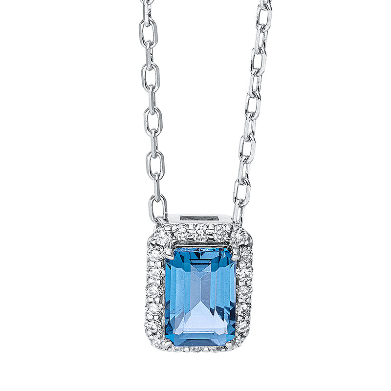 Collier mit Topas  aus 750/-18 Karat Weißgold mit 20 Diamanten 0