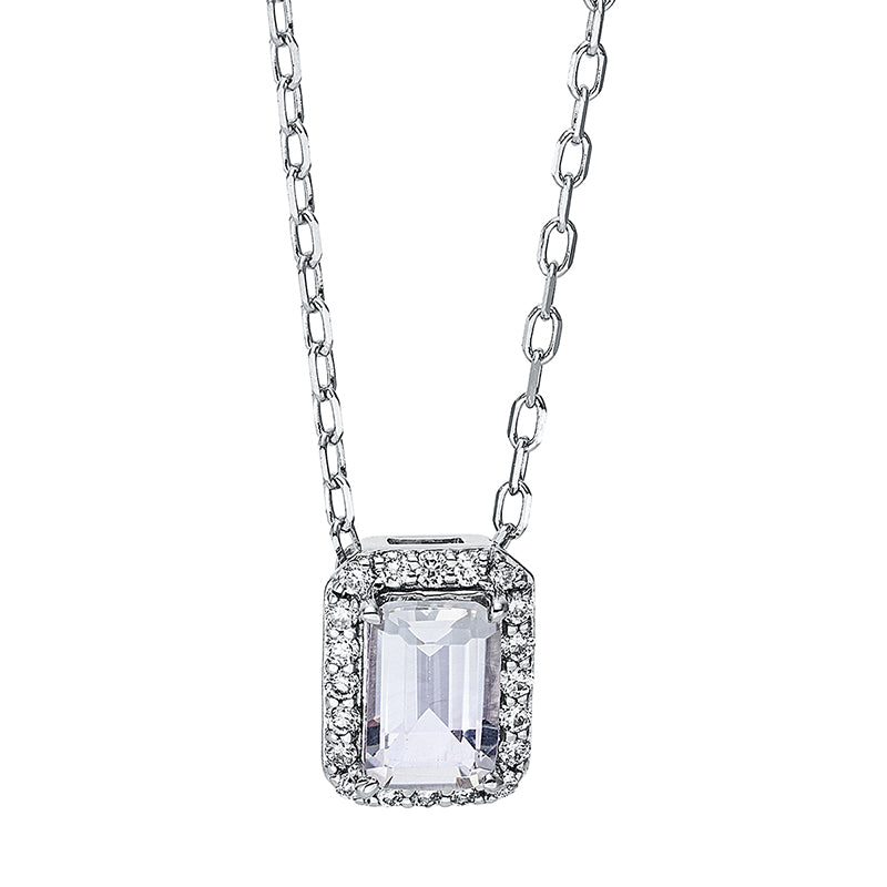 Collier mit Amethyst  aus 750/-18 Karat Weißgold mit 20 Diamanten 0