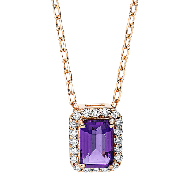 Collier mit Amethyst  aus 750/-18 Karat Rotgold mit 20 Diamanten 0